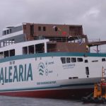 Baleària bota el ‘ferry’ eléctrico ‘Cap de Barbaria’ que incorporará el próximo verano a la línea Ibiza-Formentera